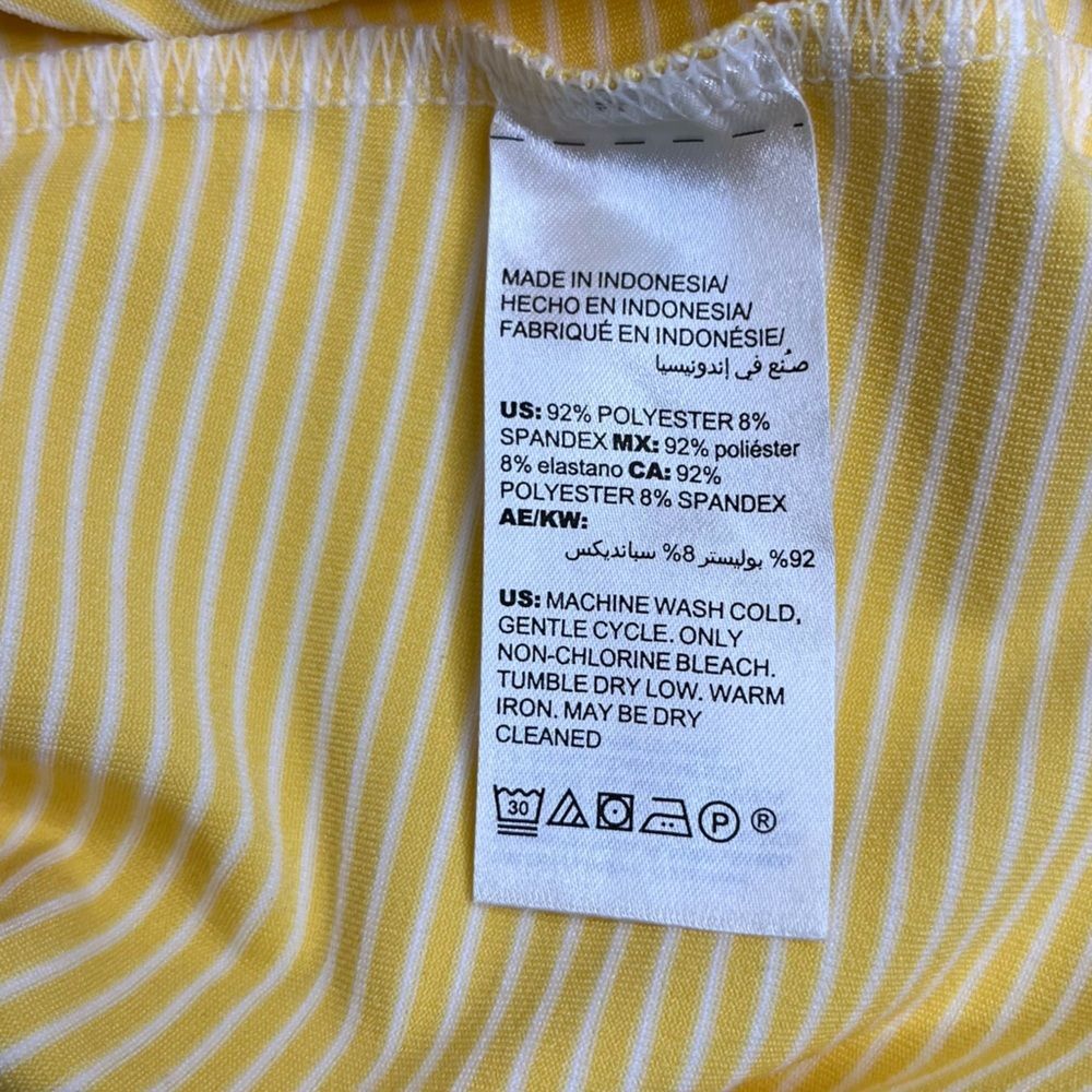 Chicos Zenergy Yellow White Stripe 1/4 Zip Pullover Top Women Size Large 12/14 - Picture 8 of 12